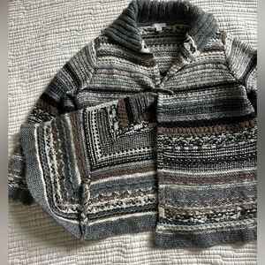 J. Jill Women’s Gray & Brown Wool Blend Open Front Cardigan Sweater Size XS